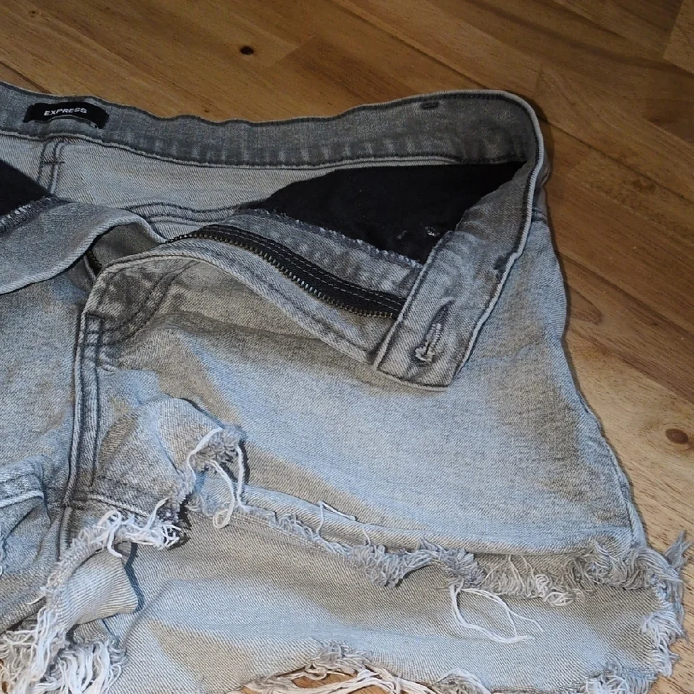 Express Light Blue Distressed Jean Shorts